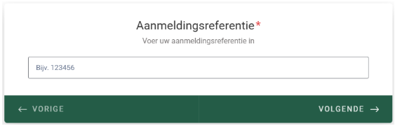 Stap 2: Aanmeldingsreferentie invoeren